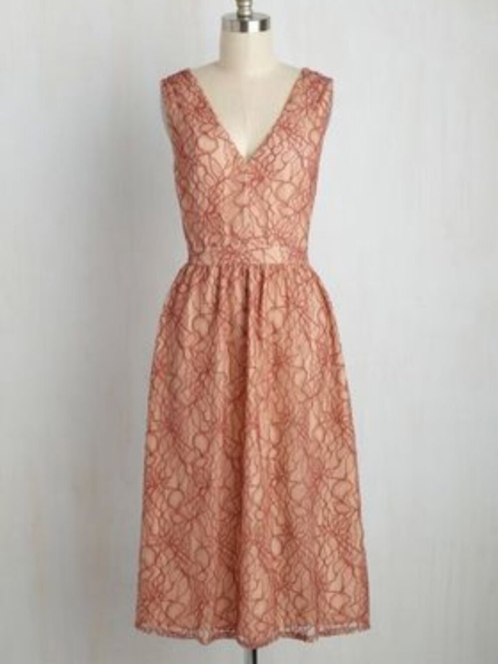 Modcloth "Occasion Elation" Peach Lace Dress